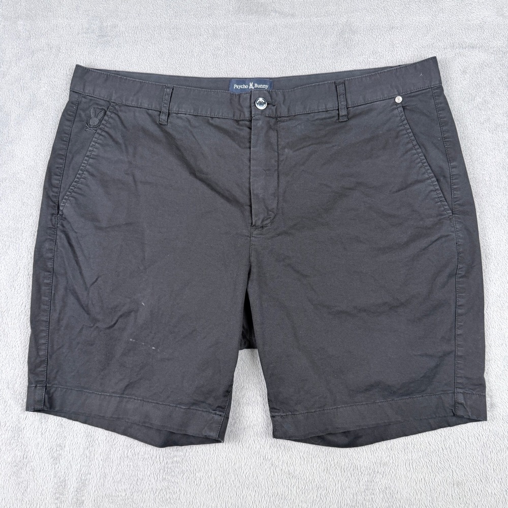 Psycho Bunny Mens Black Chino Shorts Size 38 B6R757ARCE Embroidered Logo Stretch